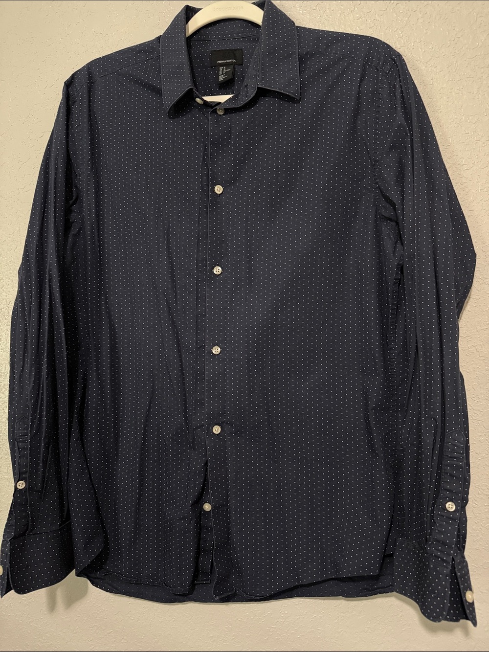 Men's Navy Dot-Print Dress Shirt - Unknown Brand